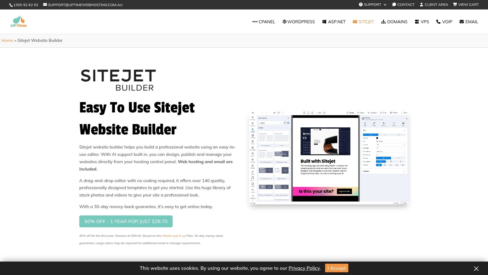 Sitejet website builder | uptime web hosting