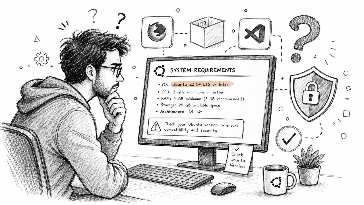 How to Check Version of Ubuntu: 2026 Guide 2 A person looking at a computer screen showing ubuntu system requirements and a check version reminder.