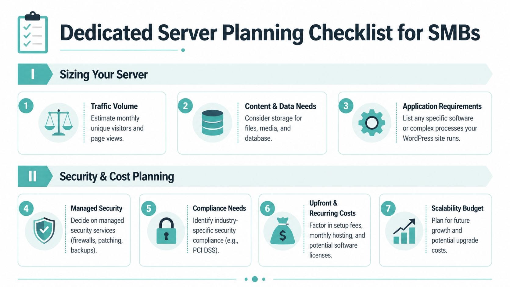 A planning checklist for small businesses looking to migrate to a dedicated server for wordpress hosting.