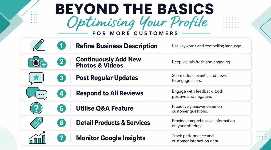 Google Local Business Add: A Guide for Aussie SMBs 2026 7 A list of seven strategies for optimizing a google business profile to attract more local customers.