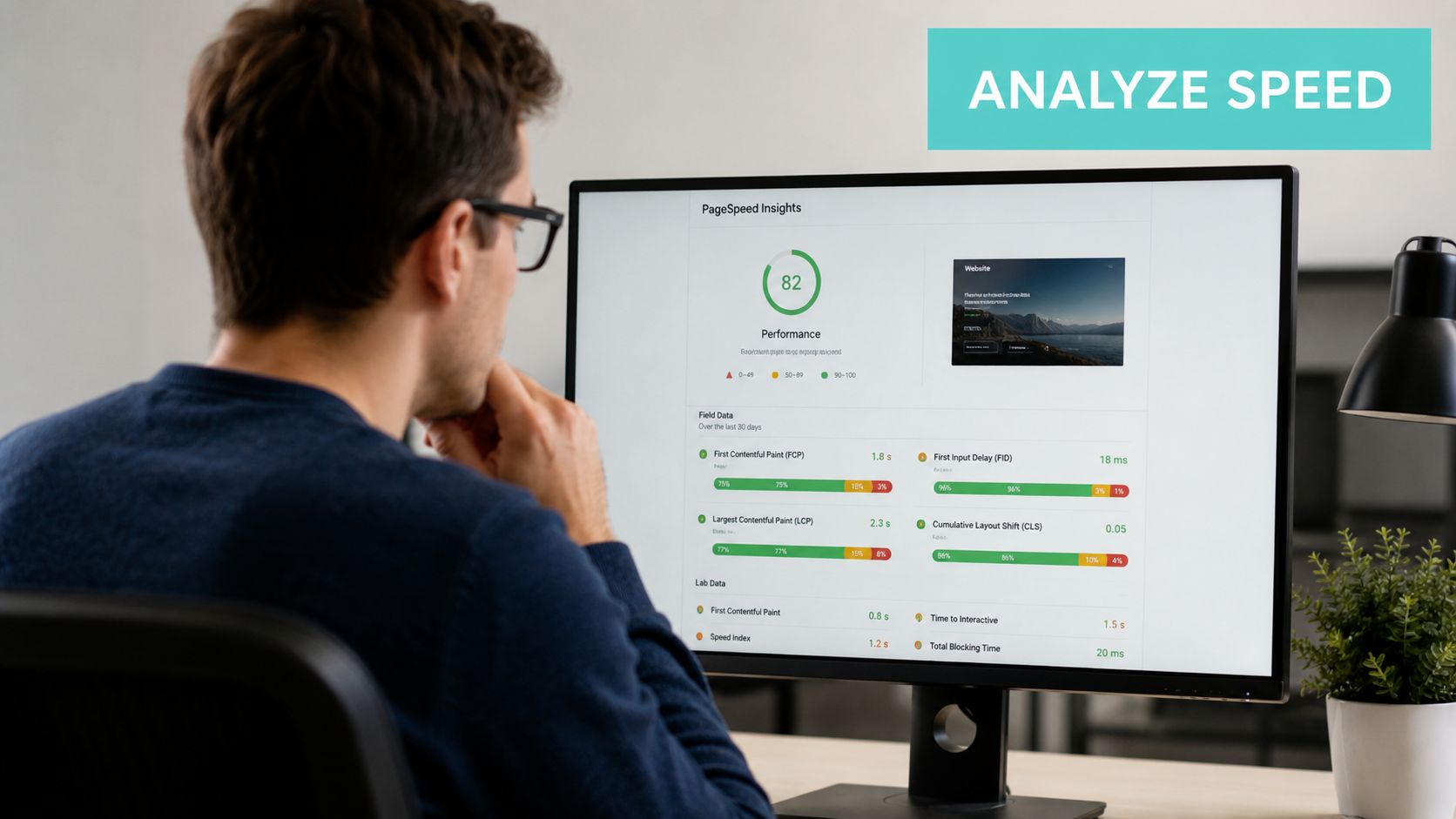 How to Improve Website Speed: Australian Guide 2026 2 A professional developer analyzing website performance metrics on a computer monitor using pagespeed insights tools.