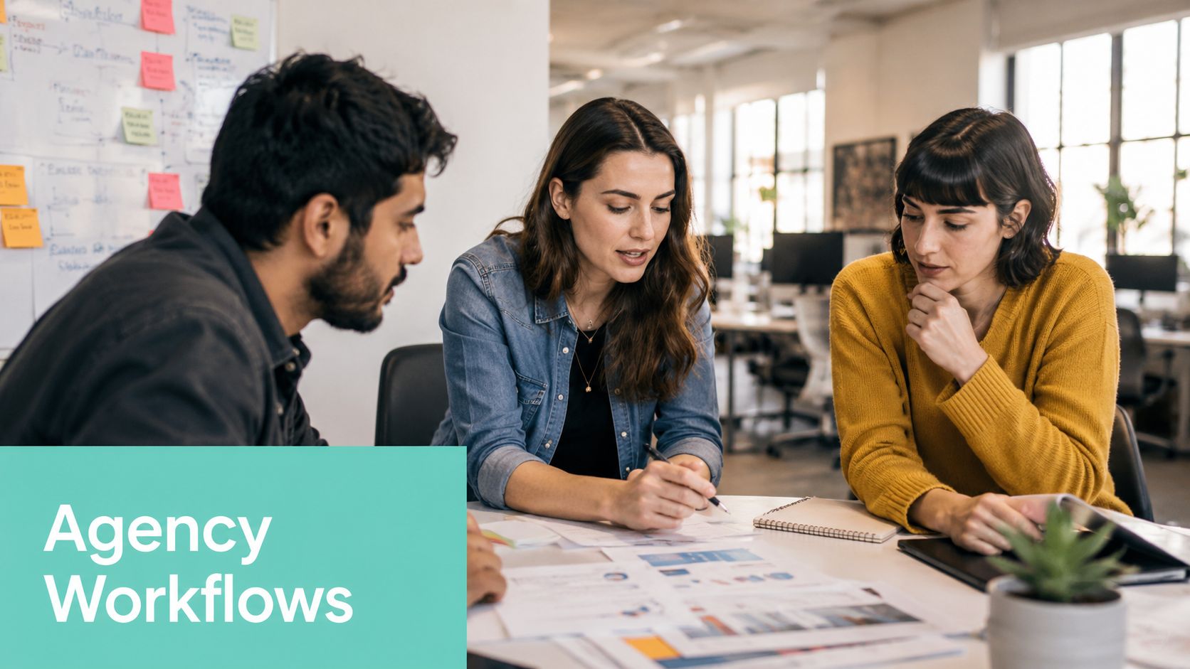 How to Manage Multiple WordPress Sites: Agency Guide 2026 8 Three professional colleagues collaborating on business strategies and project workflows at an office meeting table.