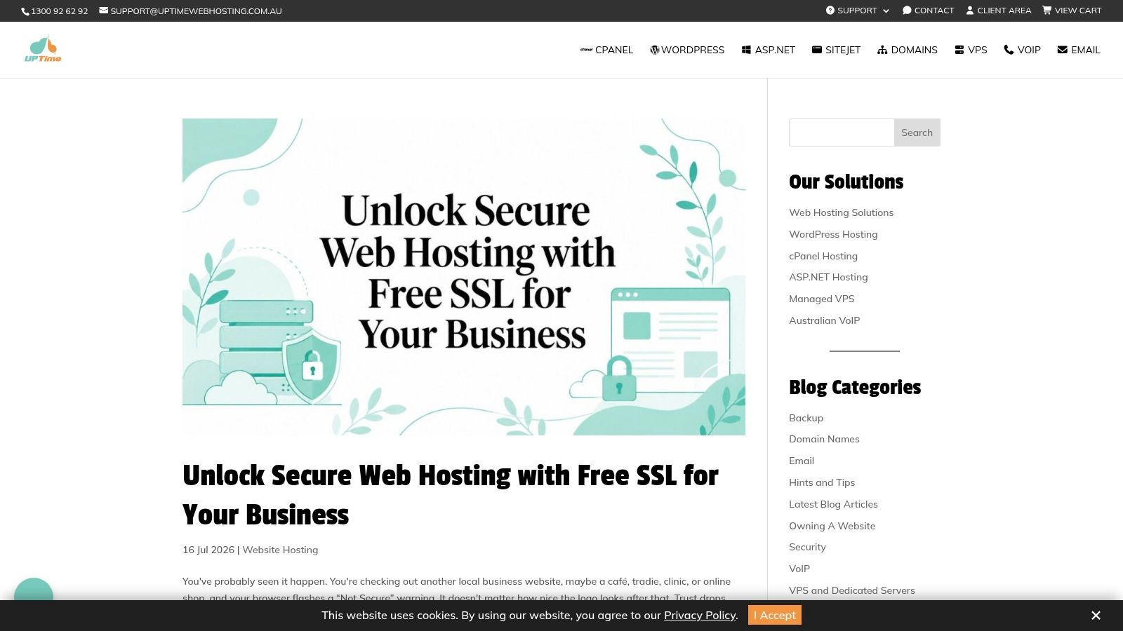 Best Web Hosting for Small Business in Australia 2026 6 Screenshot from https://uptimewebhosting. Com. Au/website-hosting/