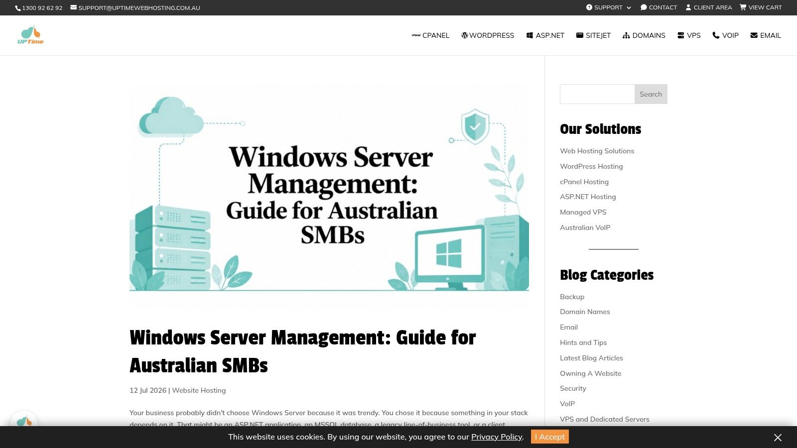 What Is CloudLinux? a Guide for Australian SMBs 6 Screenshot from https://uptimewebhosting. Com. Au/website-hosting/