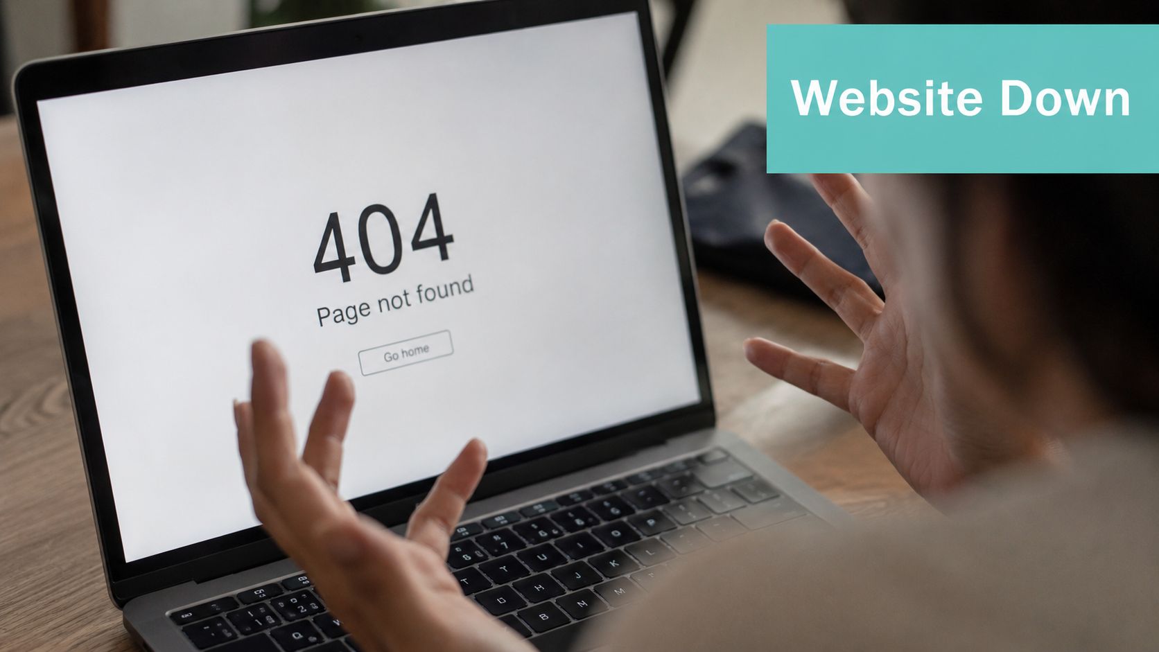 What Is Disaster Recovery? a Guide for Australian SMBs 2 A frustrated person looking at a laptop screen displaying a 404 page not found error message.