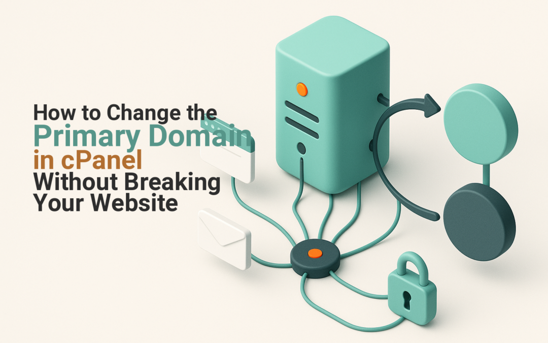 Hosting account changing from an old domain to a new primary domain while web and email services stay connected
