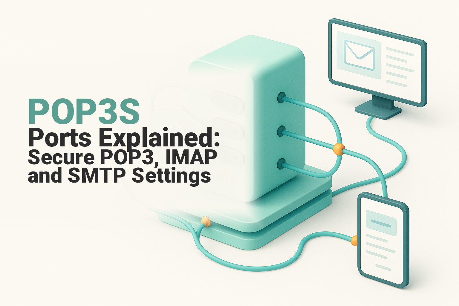 Mail server connected securely to a computer and phone through encrypted email paths