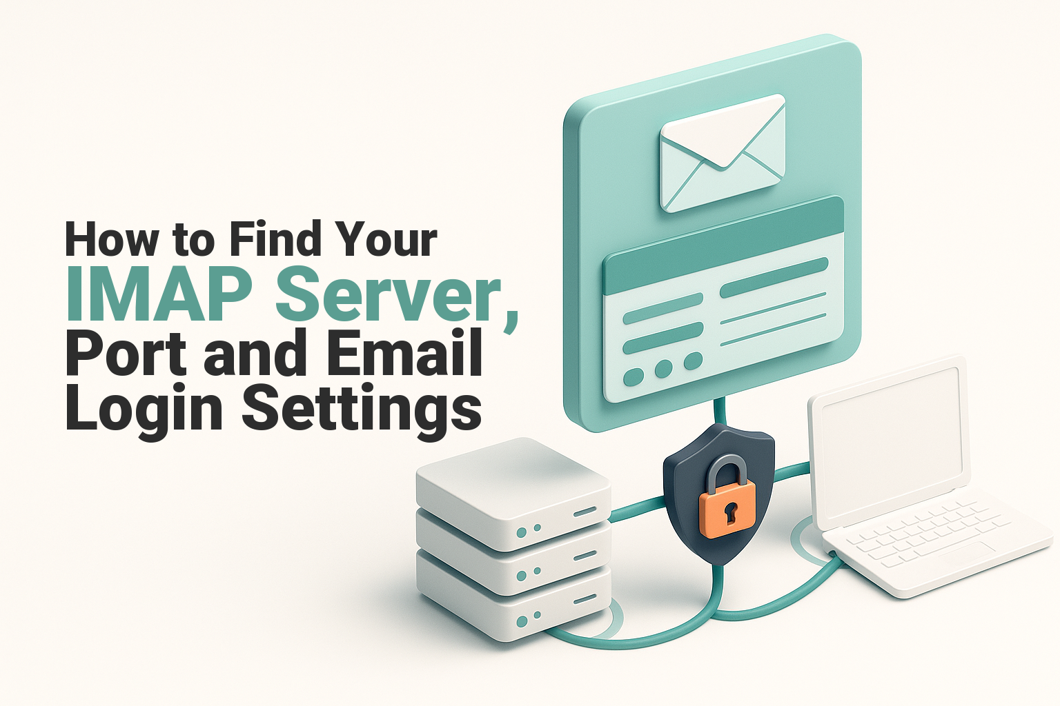 Business email settings connecting a mailbox, server and email app.