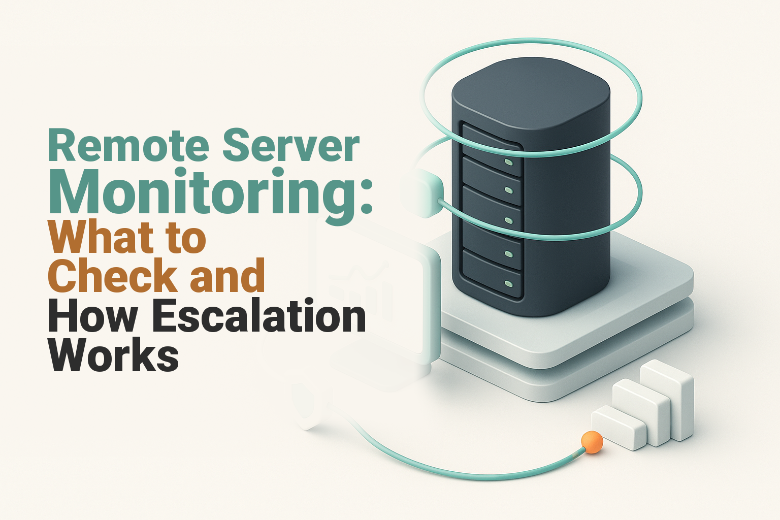 Remote server sending health alerts to a secure monitoring and escalation system