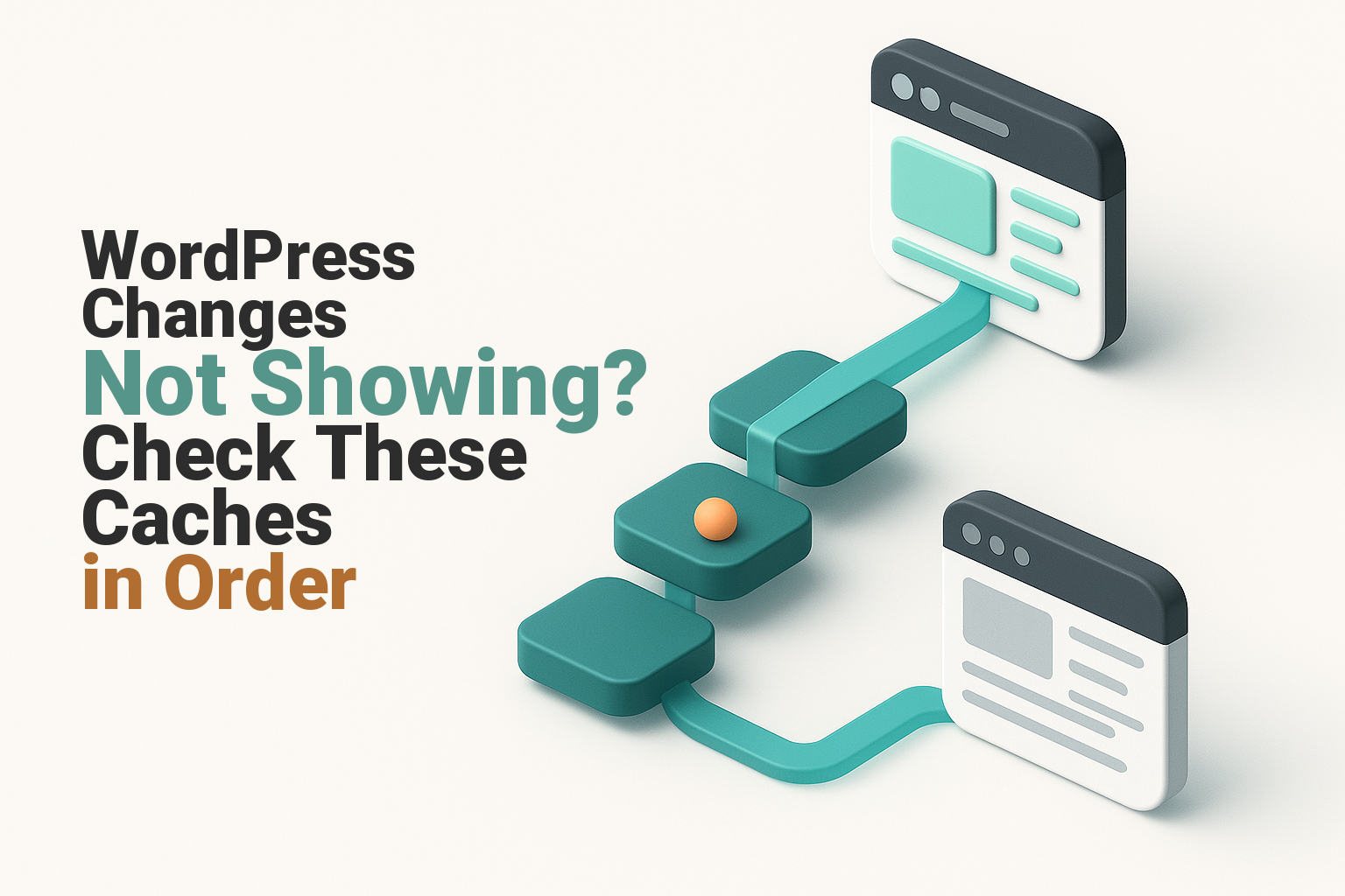 WordPress editor and live page separated by five stacked cache layers