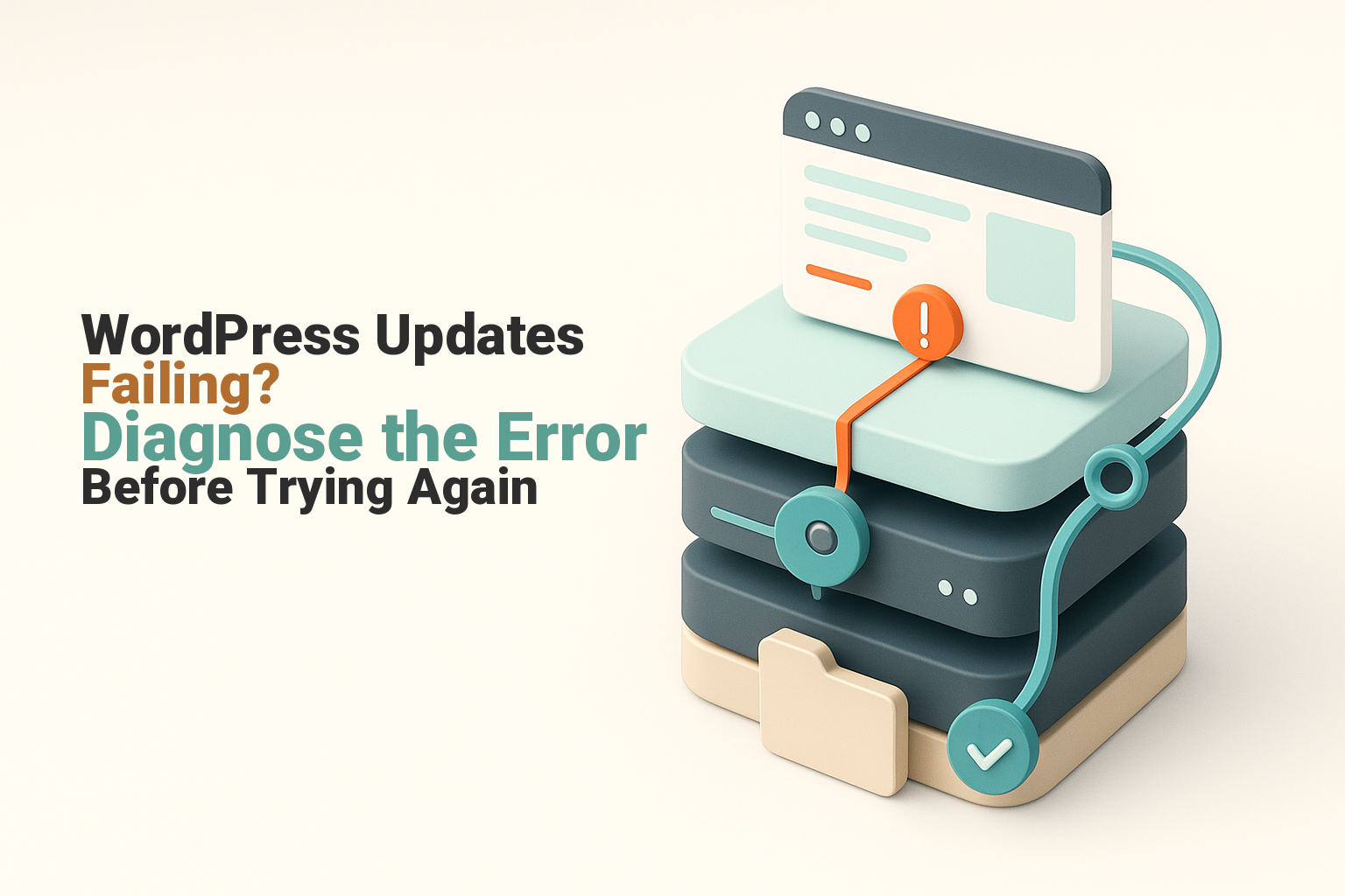 WordPress update diagnostic path from error message to safe fix