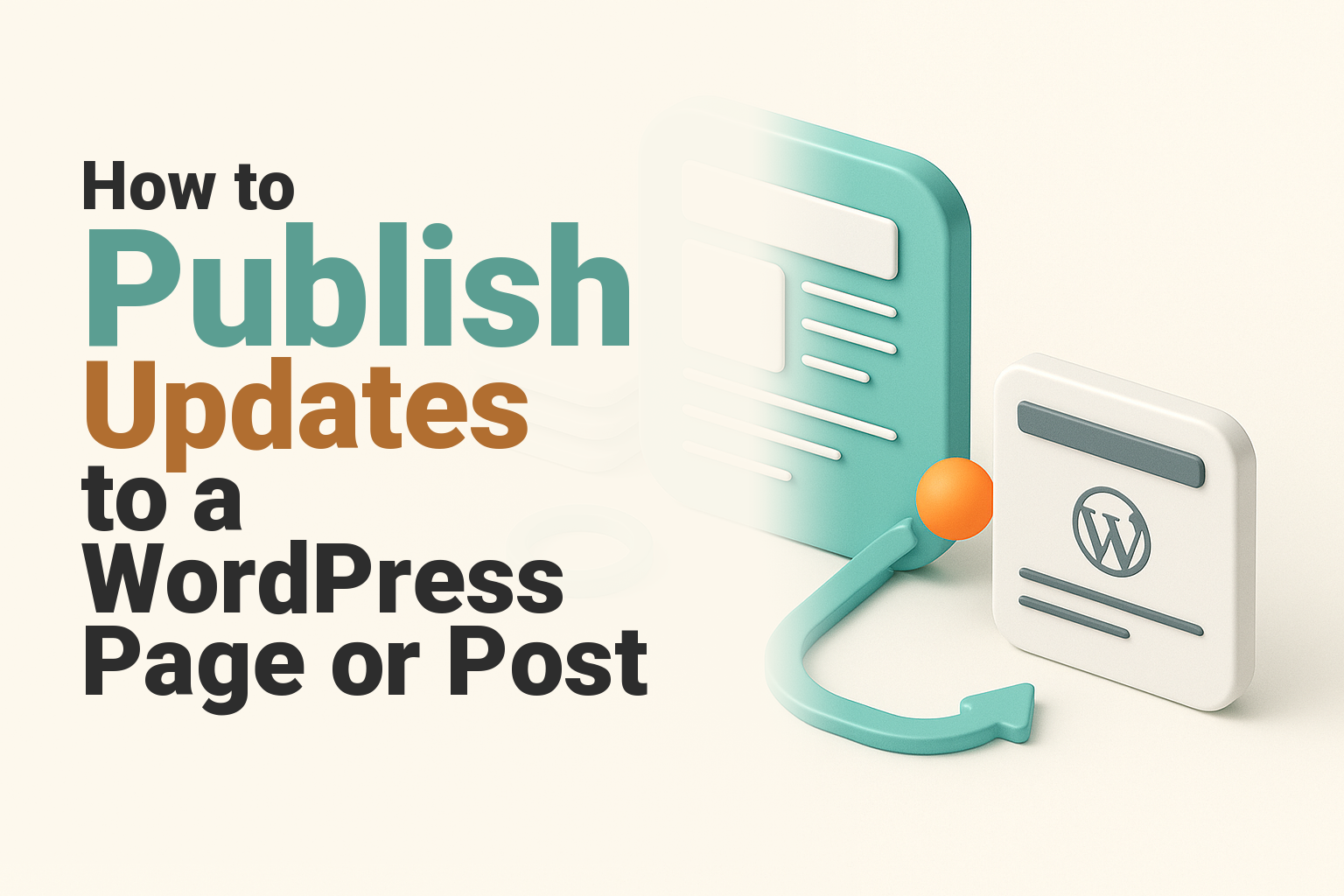 WordPress editor sending an updated page to a live website.