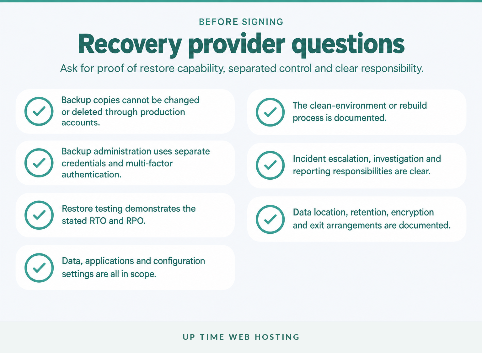 Checklist of controls and evidence to request from a ransomware recovery provider
