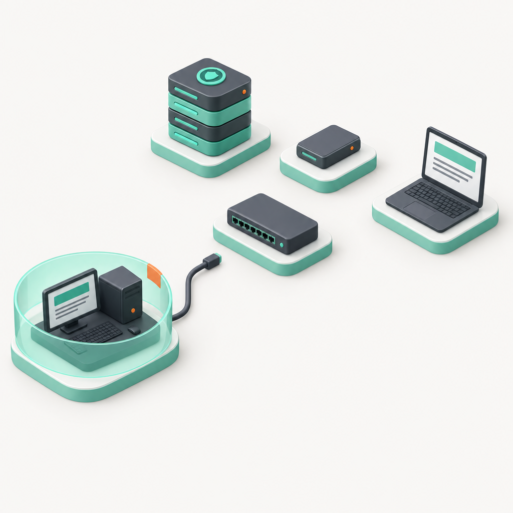 Affected workstation isolated from clean systems and protected backups during ransomware response