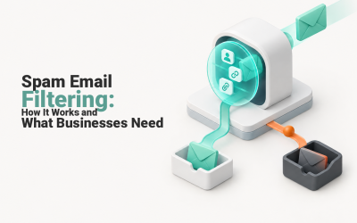 Spam Email Filtering: How It Works and What Businesses Need Incoming business emails moving through security checks before reaching an inbox