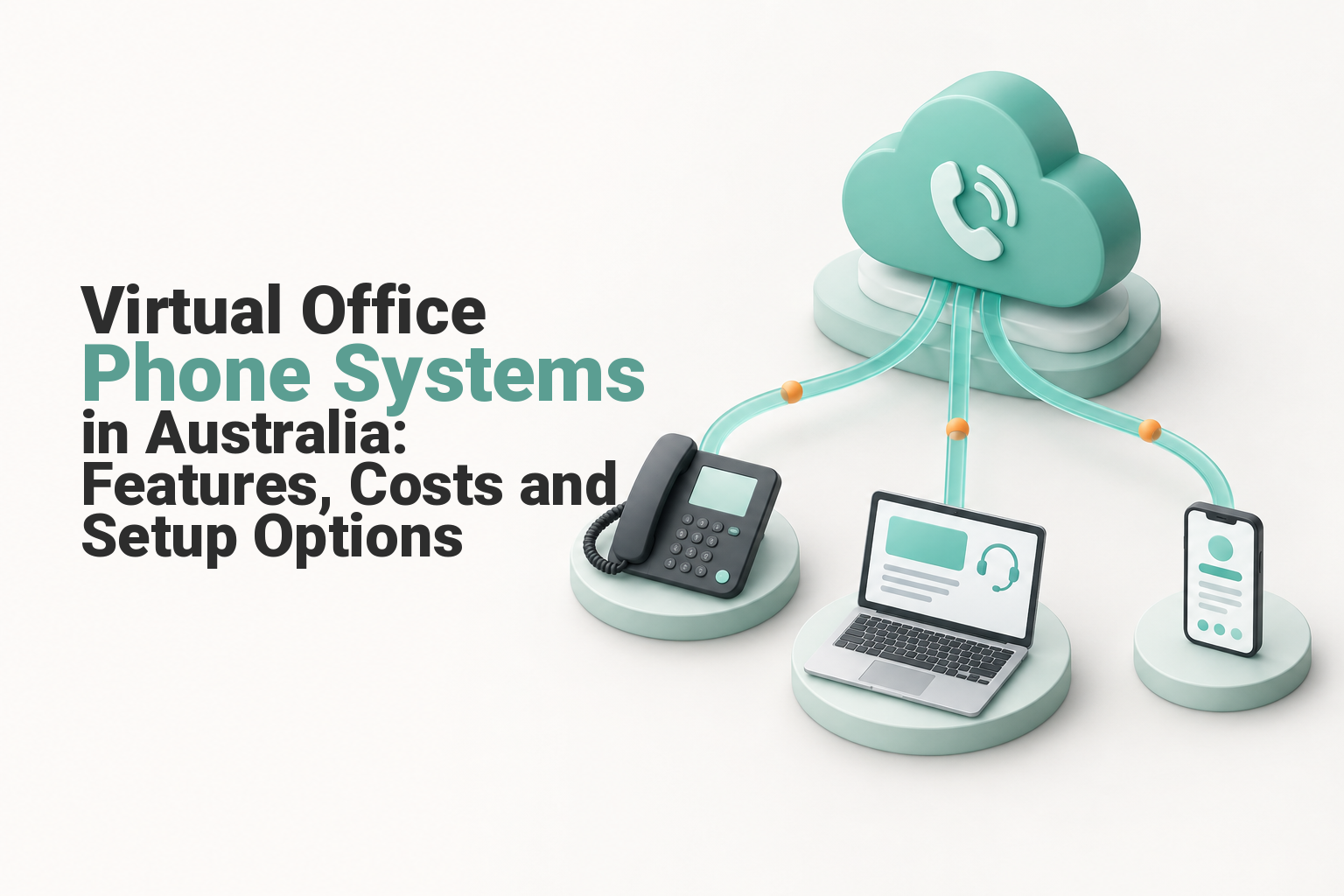 Cloud phone system linking a business number to desk, laptop and mobile devices