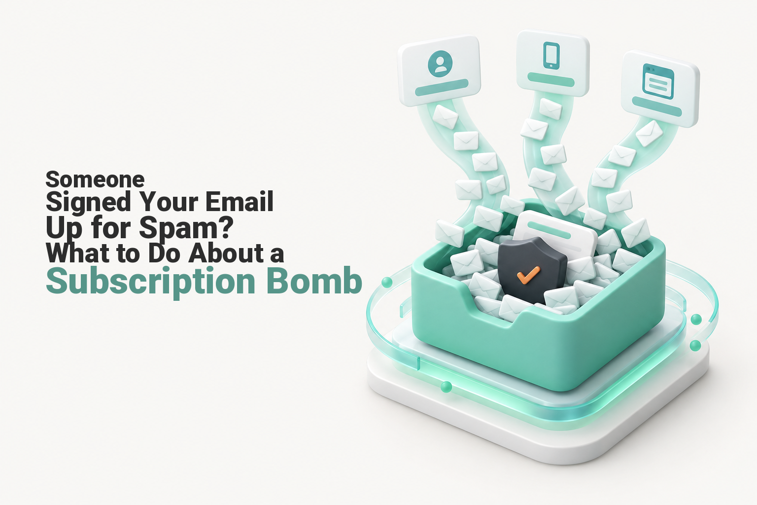 Business inbox flooded with subscription emails while a security alert remains protected