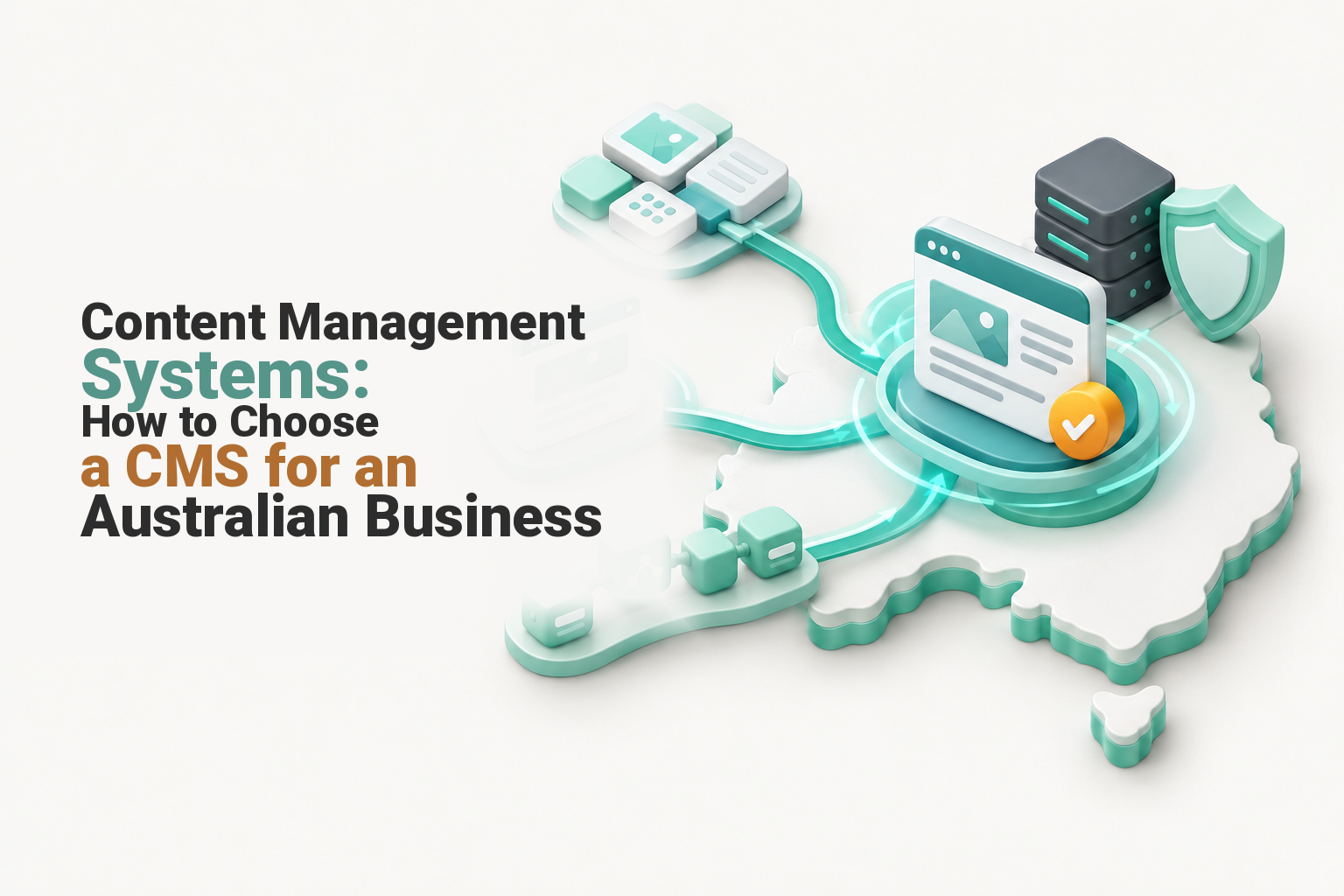 Three website platform paths branching towards an australian business website