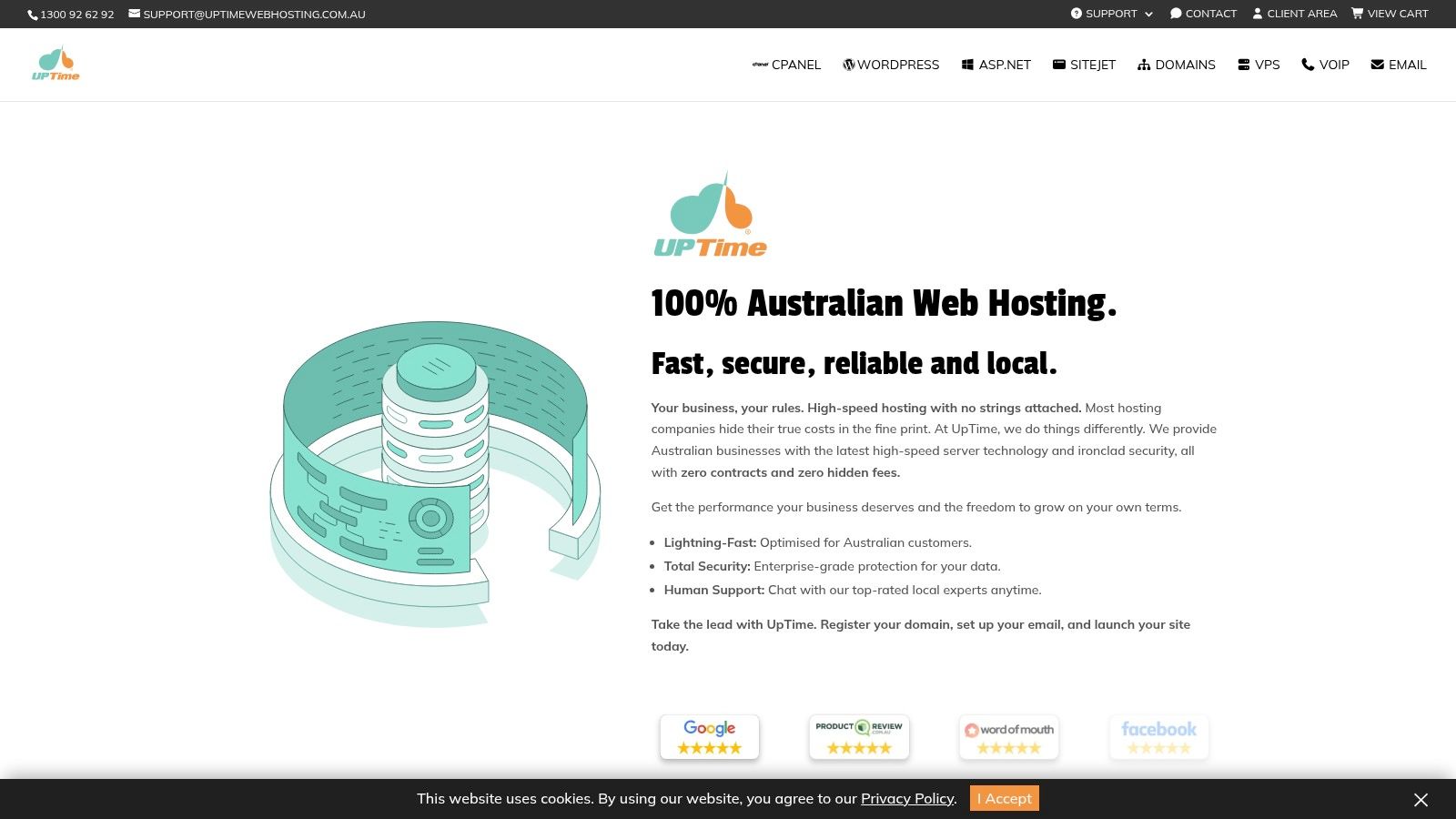 Screenshot from https://uptimewebhosting. Com. Au